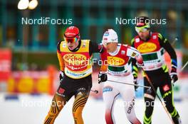 20.12.2014, Ramsau, Austria (AUT): Eric Frenzel (GER), Haavard Klemetsen (NOR), Jason Lamy Chappuis (FRA), (l-r)  - FIS world cup nordic combined, team sprint HS98/2x7.5km, Ramsau (AUT). www.nordicfocus.com. © Felgenhauer/NordicFocus. Every downloaded picture is fee-liable.