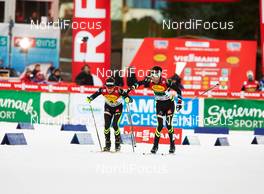 20.12.2014, Ramsau, Austria (AUT): Francois Braud (FRA), Jason Lamy Chappuis (FRA), (l-r)  - FIS world cup nordic combined, team sprint HS98/2x7.5km, Ramsau (AUT). www.nordicfocus.com. © Felgenhauer/NordicFocus. Every downloaded picture is fee-liable.