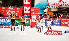 20.12.2014, Ramsau, Austria (AUT): Tino Edelmann (GER), Eric Frenzel (GER), Haavard Klemetsen (NOR), Mikko Kokslien (NOR), (l-r)  - FIS world cup nordic combined, team sprint HS98/2x7.5km, Ramsau (AUT). www.nordicfocus.com. © Felgenhauer/NordicFocus. Every downloaded picture is fee-liable.
