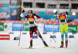 20.12.2014, Ramsau, Austria (AUT): Fabian Steindl (AUT), Joze Kamenik (SLO), (l-r)  - FIS world cup nordic combined, team sprint HS98/2x7.5km, Ramsau (AUT). www.nordicfocus.com. © Felgenhauer/NordicFocus. Every downloaded picture is fee-liable.