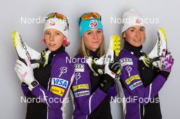 27.11.2014, Ruka, Finland (FIN): (l-r) Kikkan Randall (USA), Fischer, Yoko, Rottefella, Sadie Bjornsen (USA), Fischer, Swix and Sophie Caldwell (USA), Fischer, Swix, Rottefella - FIS World Cup. www.nordicfocus.com. © Laiho/NordicFocus. Every downloaded picture is fee-liable.