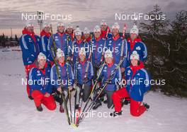 30.11.2014, Oestersund, Sweden (SWE):  Leif Nordgren (USA), Susan Dunklee (USA), Russell Currier (USA), Annalies Cook (USA), Tim Burke (USA), Hanah Dreissigacker (USA), Lowell Bailey (USA) - IBU world cup biathlon, photoshooting, Oestersund (SWE). www.nordicfocus.com. © Manzoni/NordicFocus. Every downloaded picture is fee-liable.
