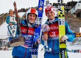 01.01.2014, Garmisch, Germany (GER): (l-r) Thomas Diethart (AUT) and Thomas Morgenstern (AUT), Fischer - FIS world cup ski jumping, four hills tournament, individual HS140, Garmisch (GER). www.nordicfocus.com. © Laiho/NordicFocus. Every downloaded picture is fee-liable.