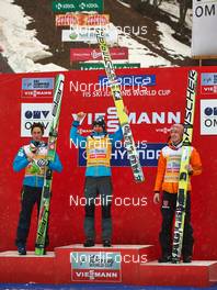 21.03.2014, Planica, Slovenia (SLO): Peter Prevc (SLO), Kamil Stoch (POL), Severin Freund (GER), (l-r) - FIS world cup ski jumping, cups, Planica (SLO). www.nordicfocus.com. © Felgenhauer/NordicFocus. Every downloaded picture is fee-liable.