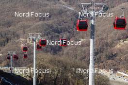 07.02.2014, Sochi, Russia (RUS): cable car at the Russki Gorki ski jumping stadium - XXII. Olympic Winter Games Sochi 2014, ski jumping, training, Sochi (RUS). www.nordicfocus.com. © NordicFocus. Every downloaded picture is fee-liable.
