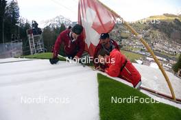 19.12.2014, Engelberg, Switzerland (SUI): Event Feature: Inspection of the track - FIS world cup ski jumping, training, Engelberg (SUI). www.nordicfocus.com. © Rauschendorfer/NordicFocus. Every downloaded picture is fee-liable.