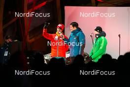 26.12.2014, Oberstdorf, Germany (GER): (l-r) Noriaki Kasai (JPN) and Roman Koudelka (CZE) in the opening ceremony - FIS world cup ski jumping, four hills tournament, individual HS137, Oberstdorf (GER). www.nordicfocus.com. © Laiho/NordicFocus. Every downloaded picture is fee-liable.