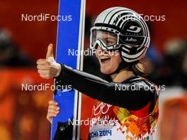 11.02.2014, Sochi, Russia (RUS): Coline Mattel (FRA), Fluege.de - XXII. Olympic Winter Games Sochi 2014, ski jumping ladies, individual HS106, Sochi (RUS). www.nordicfocus.com. © NordicFocus. Every downloaded picture is fee-liable.