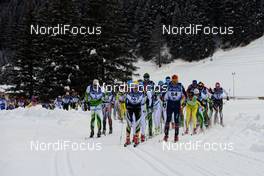 26.01.2014, Val di Fassa/Val di Fiemme, Italy (ITA): leading group after 15 km - FIS Marathon Cup Marcialonga, Val di Fassa/Val di Fiemme (ITA). www.nordicfocus.com. © Rauschendorfer/NordicFocus. Every downloaded picture is fee-liable.