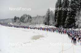 02.03.2014, Mora, Sweden (SWE): start, due to the warm temperatures the start section had to be narrowed  - FIS Marathon Cup Vasaloppet, Mora (SWE). www.nordicfocus.com. © Rauschendorfer/NordicFocus. Every downloaded picture is fee-liable.