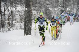 02.03.2014, Mora, Sweden (SWE): leaders after 36 km, Anders Tettli Rennemo (NOR), Eldar Rönning (NOR), (l-r) - FIS Marathon Cup Vasaloppet, Mora (SWE). www.nordicfocus.com. © Rauschendorfer/NordicFocus. Every downloaded picture is fee-liable.