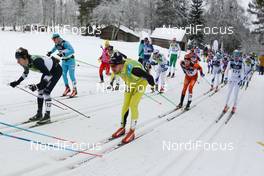 02.03.2014, Mora, Sweden (SWE): Oskar Kardin (SWE), John Kristian Dahl (NOR), Espen Udjus Frorud (NOR), Morten Eide Pedersen (NOR), (l-r) - FIS Marathon Cup Vasaloppet, Mora (SWE). www.nordicfocus.com. © Rauschendorfer/NordicFocus. Every downloaded picture is fee-liable.