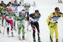 02.03.2014, Mora, Sweden (SWE): Robin Bryntesson (SWE), Simen Oestensen (NOR), Franz Göring (GER), xc-ski.de Skimarathon Team, Oystein Pettersen (NOR), (l-r) - FIS Marathon Cup Vasaloppet, Mora (SWE). www.nordicfocus.com. © Rauschendorfer/NordicFocus. Every downloaded picture is fee-liable.