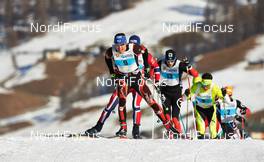 12.12.2014, Livigno, Italy (ITA): Robin Duvillard (FRA), Adrien Mougel (FRA), Petr Novak (CZE), Benoit Chauvet (FRA), (l-r)  - FIS Marathon Cup La Sgambeda, Livigno (ITA). www.nordicfocus.com. © Felgenhauer/NordicFocus. Every downloaded picture is fee-liable.