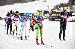 13.12.2014, Livigno, Italy (ITA): Holly Brooks (NOR), Tatjana Mannima (EST), Seraina Boner (SUI), Katerina Smutna (AUT), Adela Boudikova (CZE), (l-r)  - Ski Classics La Sgambeda, Team Tempo, Livigno (ITA). www.nordicfocus.com. © Felgenhauer/NordicFocus. Every downloaded picture is fee-liable.