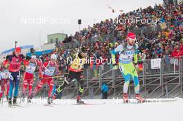 11.01.2015, Oberhof, Germany (GER): Jakov Fak (SLO), Martin Fourcade (FRA), Ole Einar Bjoerndalen (NOR), Anton Shipulin (RUS) - IBU world cup biathlon, mass men, Oberhof (GER). www.nordicfocus.com. © Manzoni/NordicFocus. Every downloaded picture is fee-liable.