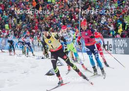 11.01.2015, Oberhof, Germany (GER): Martin Fourcade (FRA), Anton Shipulin (RUS) - IBU world cup biathlon, mass men, Oberhof (GER). www.nordicfocus.com. © Manzoni/NordicFocus. Every downloaded picture is fee-liable.