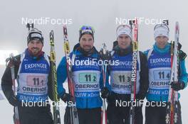 08.01.2015, Oberhof, Germany (GER): Ivan Joller (SUI), Benjamin Weger (SUI), Mario Dolder (SUI), Serafin Wiestner (SUI) - IBU world cup biathlon, relay men, Oberhof (GER). www.nordicfocus.com. © Manzoni/NordicFocus. Every downloaded picture is fee-liable.