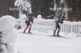 08.01.2015, Oberhof, Germany (GER): Simon Fourcade (FRA), Andrejs Rastorgujevs (LAT) - IBU world cup biathlon, relay men, Oberhof (GER). www.nordicfocus.com. © Manzoni/NordicFocus. Every downloaded picture is fee-liable.