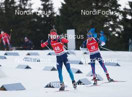 10.01.2015, Oberhof, Germany (GER): Timofey Lapshin (RUS), Tim Burke (USA) - IBU world cup biathlon, sprint men, Oberhof (GER). www.nordicfocus.com. © Manzoni/NordicFocus. Every downloaded picture is fee-liable.