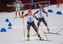 09.01.2015, Oberhof, Germany (GER): Franziska Hildebrand (GER), Franziska Preuss (GER) - IBU world cup biathlon, sprint women, Oberhof (GER). www.nordicfocus.com. © Manzoni/NordicFocus. Every downloaded picture is fee-liable.