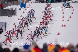 18.01.2015, Ruhpolding, Germany (GER): Martin Fourcade (FRA) leads the field up the Schiessstandberg - IBU world cup biathlon, mass men, Ruhpolding (GER). www.nordicfocus.com. © Manzoni/NordicFocus. Every downloaded picture is fee-liable.