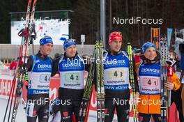 15.01.2015, Ruhpolding, Germany (GER): Simon Schempp (GER), Andreas Birnbacher  (GER), Arnd Peiffer (GER), Eric Lesser (GER) - IBU world cup biathlon, relay men, Ruhpolding (GER). www.nordicfocus.com. © Manzoni/NordicFocus. Every downloaded picture is fee-liable.