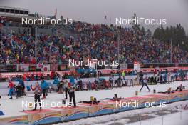 17.01.2015, Ruhpolding, Germany (GER): Event Feature: The crowded shooting range with the packed grand stand - IBU world cup biathlon, sprint men, Ruhpolding (GER). www.nordicfocus.com. © Manzoni/NordicFocus. Every downloaded picture is fee-liable.