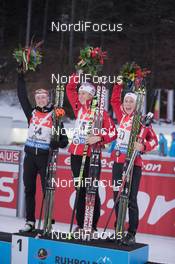 16.01.2015, Ruhpolding, Germany (GER): Darya Domracheva (BLR), Fanny Welle-Strand Horn (NOR), Tiril Eckhoff (NOR)  - IBU world cup biathlon, sprint women, Ruhpolding (GER). www.nordicfocus.com. © Manzoni/NordicFocus. Every downloaded picture is fee-liable.