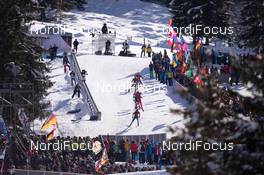 24.01.2015, Antholz, Italy (ITA): Event Feature: undefined athletes climb up the Huber Alm - IBU world cup biathlon, pursuit men, Antholz (ITA). www.nordicfocus.com. © Manzoni/NordicFocus. Every downloaded picture is fee-liable.