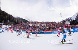 25.01.2015, Antholz, Italy (ITA): Simon Fourcade (FRA), Evgeniy Garanichev (RUS), Ole Einar Bjoerndalen (NOR), Daniel Mesotitsch (AUT), Eric Lesser (GER) - IBU world cup biathlon, relay men, Antholz (ITA). www.nordicfocus.com. © Manzoni/NordicFocus. Every downloaded picture is fee-liable.