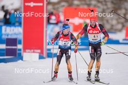 25.01.2015, Antholz, Italy (ITA): Simon Schempp (GER), Arnd Peiffer (GER) - IBU world cup biathlon, relay men, Antholz (ITA). www.nordicfocus.com. © Manzoni/NordicFocus. Every downloaded picture is fee-liable.