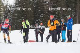 25.01.2015, Antholz, Italy (ITA): Daniel Boehm (GER), Andi Stitzl (GER) coach Team Germany - IBU world cup biathlon, relay men, Antholz (ITA). www.nordicfocus.com. © Manzoni/NordicFocus. Every downloaded picture is fee-liable.