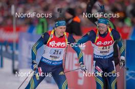 25.01.2015, Antholz, Italy (ITA): Thorstein Stenersen (SWE), Gabriel Stegmayr (SWE) - IBU world cup biathlon, relay men, Antholz (ITA). www.nordicfocus.com. © Manzoni/NordicFocus. Every downloaded picture is fee-liable.