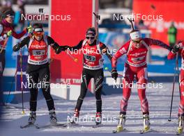 25.01.2015, Antholz, Italy (ITA): Lena Haecki (SUI), Elisa Gasparin (SUI) - IBU world cup biathlon, relay women, Antholz (ITA). www.nordicfocus.com. © Manzoni/NordicFocus. Every downloaded picture is fee-liable.