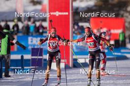 25.01.2015, Antholz, Italy (ITA): Luise Kummer (GER), Franziska Preuss (GER) - IBU world cup biathlon, relay women, Antholz (ITA). www.nordicfocus.com. © Manzoni/NordicFocus. Every downloaded picture is fee-liable.