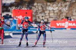 25.01.2015, Antholz, Italy (ITA): Hanah Dreissigacker (USA), Annalies Cook (USA) - IBU world cup biathlon, relay women, Antholz (ITA). www.nordicfocus.com. © Manzoni/NordicFocus. Every downloaded picture is fee-liable.