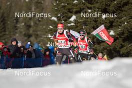 25.01.2015, Antholz, Italy (ITA): Franziska Preuss (GER), Elisa Gasparin (SUI) - IBU world cup biathlon, relay women, Antholz (ITA). www.nordicfocus.com. © Manzoni/NordicFocus. Every downloaded picture is fee-liable.