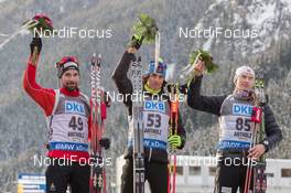 22.01.2015, Antholz, Italy (ITA): Benjamin Weger (SUI), Brendan Green (CAN), Henrik l'Abee-Lund (NOR) - IBU world cup biathlon, sprint men, Antholz (ITA). www.nordicfocus.com. © Manzoni/NordicFocus. Every downloaded picture is fee-liable.