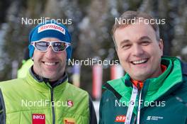 22.01.2015, Antholz, Italy (ITA): Christoph Sumann (AUT) and Dieter Wolff (AUT) - IBU world cup biathlon, sprint men, Antholz (ITA). www.nordicfocus.com. © Manzoni/NordicFocus. Every downloaded picture is fee-liable.