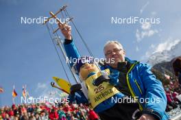 23.01.2015, Antholz, Italy (ITA): Event Feature: Fan with a "toy-Kaisa" - IBU world cup biathlon, sprint women, Antholz (ITA). www.nordicfocus.com. © Manzoni/NordicFocus. Every downloaded picture is fee-liable.