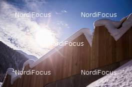 20.01.2015, Antholz, Italy (ITA): Event Feature: The sun shines over the new spectators entrance - IBU world cup biathlon, training, Antholz (ITA). www.nordicfocus.com. © Manzoni/NordicFocus. Every downloaded picture is fee-liable.