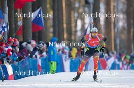 07.02.2015, Nove Mesto, Czech Republic (CZE): Michael Roesch (BEL) - IBU world cup biathlon, sprint men, Nove Mesto (CZE). www.nordicfocus.com. © Manzoni/NordicFocus. Every downloaded picture is fee-liable.