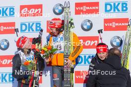 07.02.2015, Nove Mesto, Czech Republic (CZE): Franziska Hildebrand (GER), Laura Dahlmeier (GER), Veronika Vitkova (CZE) - IBU world cup biathlon, sprint women, Nove Mesto (CZE). www.nordicfocus.com. © Manzoni/NordicFocus. Every downloaded picture is fee-liable.