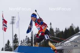 15.02.2015, Oslo, Norway (NOR): Simon Schempp (GER) - IBU world cup biathlon Holmenkollen, relay men, Oslo (NOR). www.nordicfocus.com. © Manzoni/NordicFocus. Every downloaded picture is fee-liable.