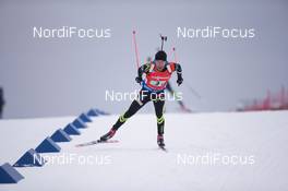 15.02.2015, Oslo, Norway (NOR): Jean Guillaume Beatrix (FRA) - IBU world cup biathlon Holmenkollen, relay men, Oslo (NOR). www.nordicfocus.com. © Manzoni/NordicFocus. Every downloaded picture is fee-liable.
