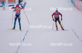 15.02.2015, Oslo, Norway (NOR): Anton Shipulin (RUS), Simon Schempp (GER) - IBU world cup biathlon Holmenkollen, relay men, Oslo (NOR). www.nordicfocus.com. © Manzoni/NordicFocus. Every downloaded picture is fee-liable.