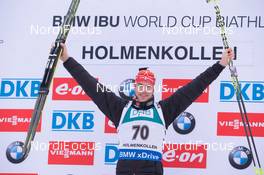 14.02.2015, Oslo, Norway (NOR): Arnd Peiffer (GER) - IBU world cup biathlon Holmenkollen, sprint men, Oslo (NOR). www.nordicfocus.com. © Manzoni/NordicFocus. Every downloaded picture is fee-liable.