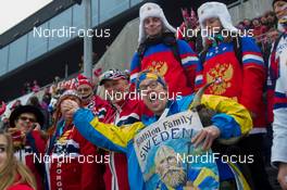 14.02.2015, Oslo, Norway (NOR): Event Feature: Swedish, Norwegian and Russian Fans - IBU world cup biathlon Holmenkollen, sprint women, Oslo (NOR). www.nordicfocus.com. © Manzoni/NordicFocus. Every downloaded picture is fee-liable.