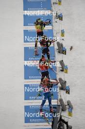 22.03.2015, Khanty-Mansiysk, Russia (RUS):  Gabriela Soukalova (CZE), Laura Dahlmeier (GER), Marie Dorin (FRA), Darya Domracheva (BLR), (l-r) - IBU world cup biathlon, mass women, Khanty-Mansiysk (RUS). www.nordicfocus.com. © Tumashov/NordicFocus. Every downloaded picture is fee-liable.
